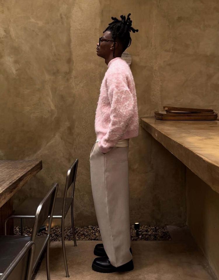 Bisiklet yaka baskılı kazak