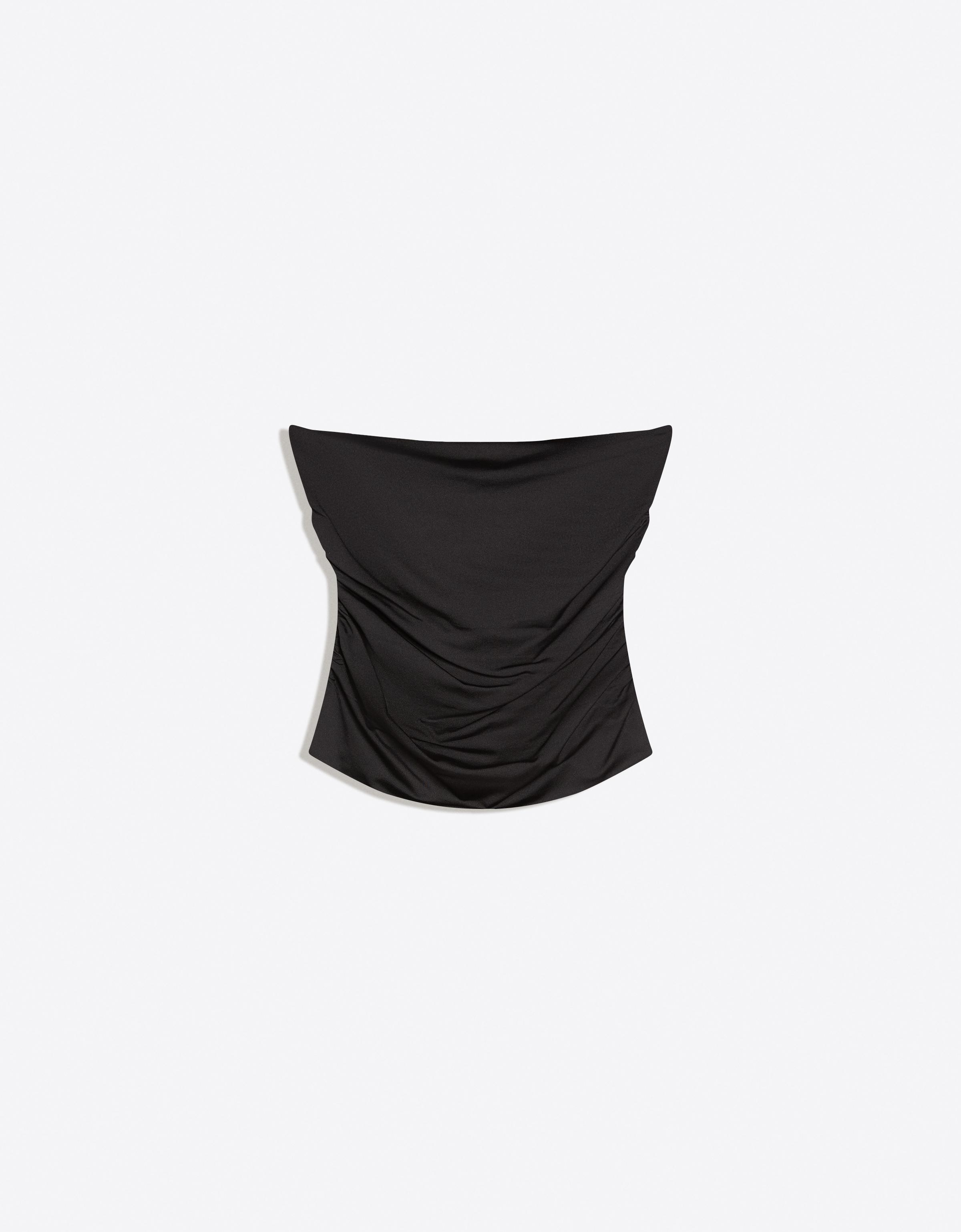 Bershka Bandeau-Top Mit Raffung Damen L Schwarz