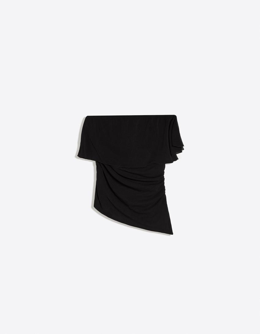 Asymmetric top with cape-Black