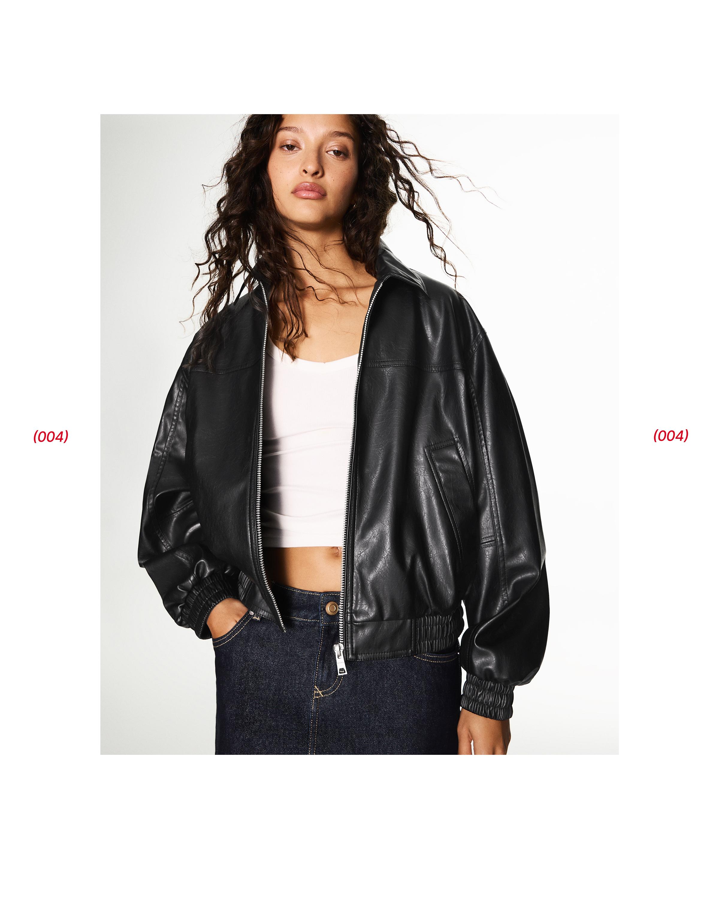 Leather effect jacket — Black
