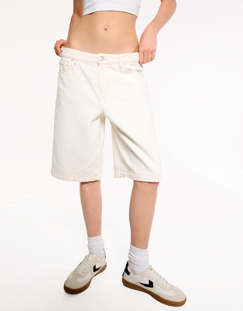 Bermuda baggy denim-Écru-2