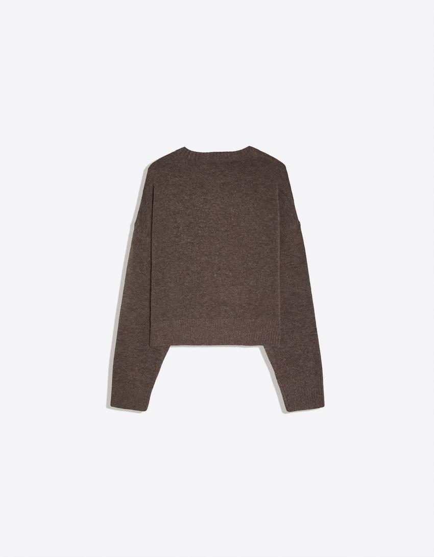 Pullover mit Rundausschnitt-Braun