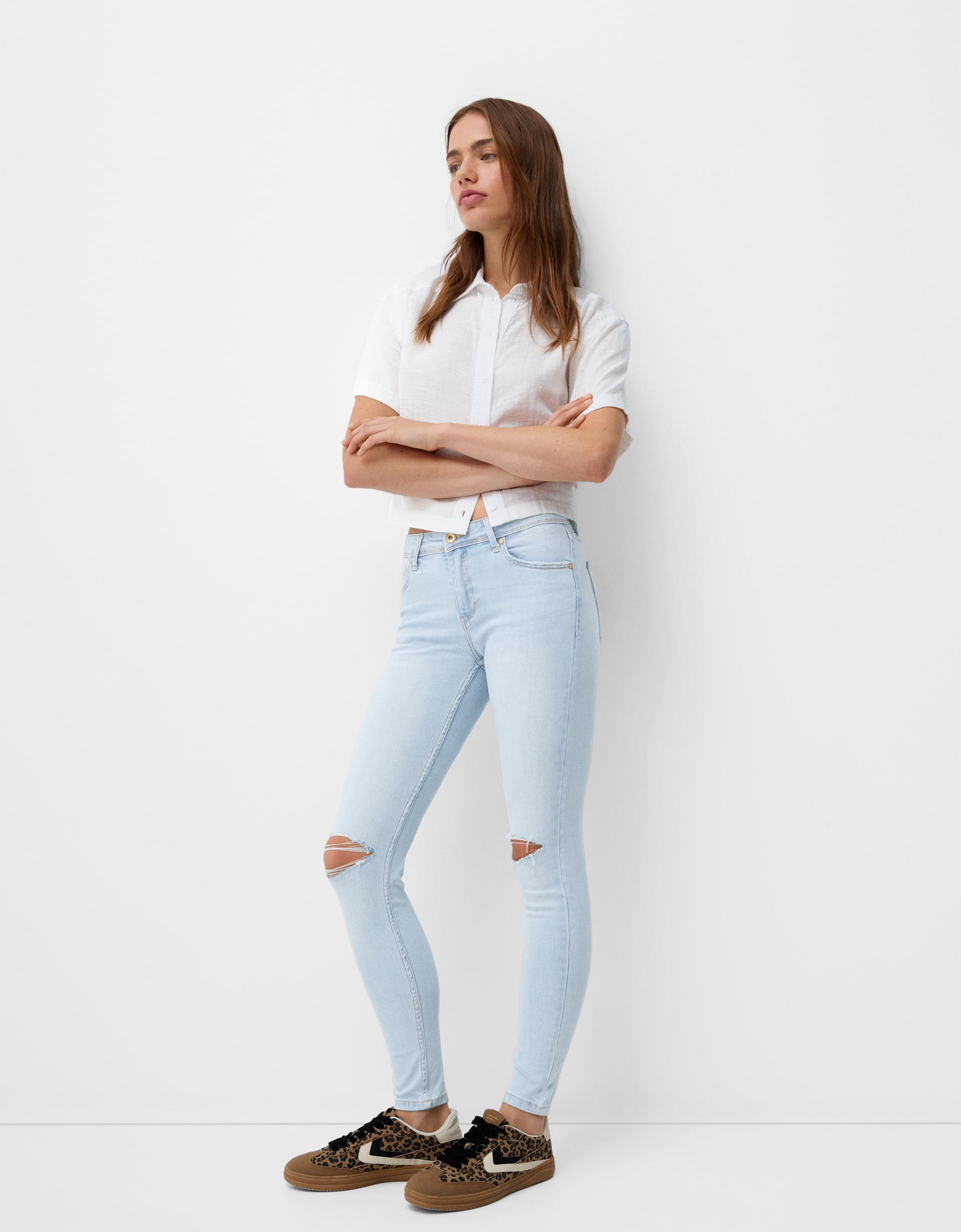 Jeans Top Tejido Bershka Pantalon Denim Mujer Bershka Low-waist