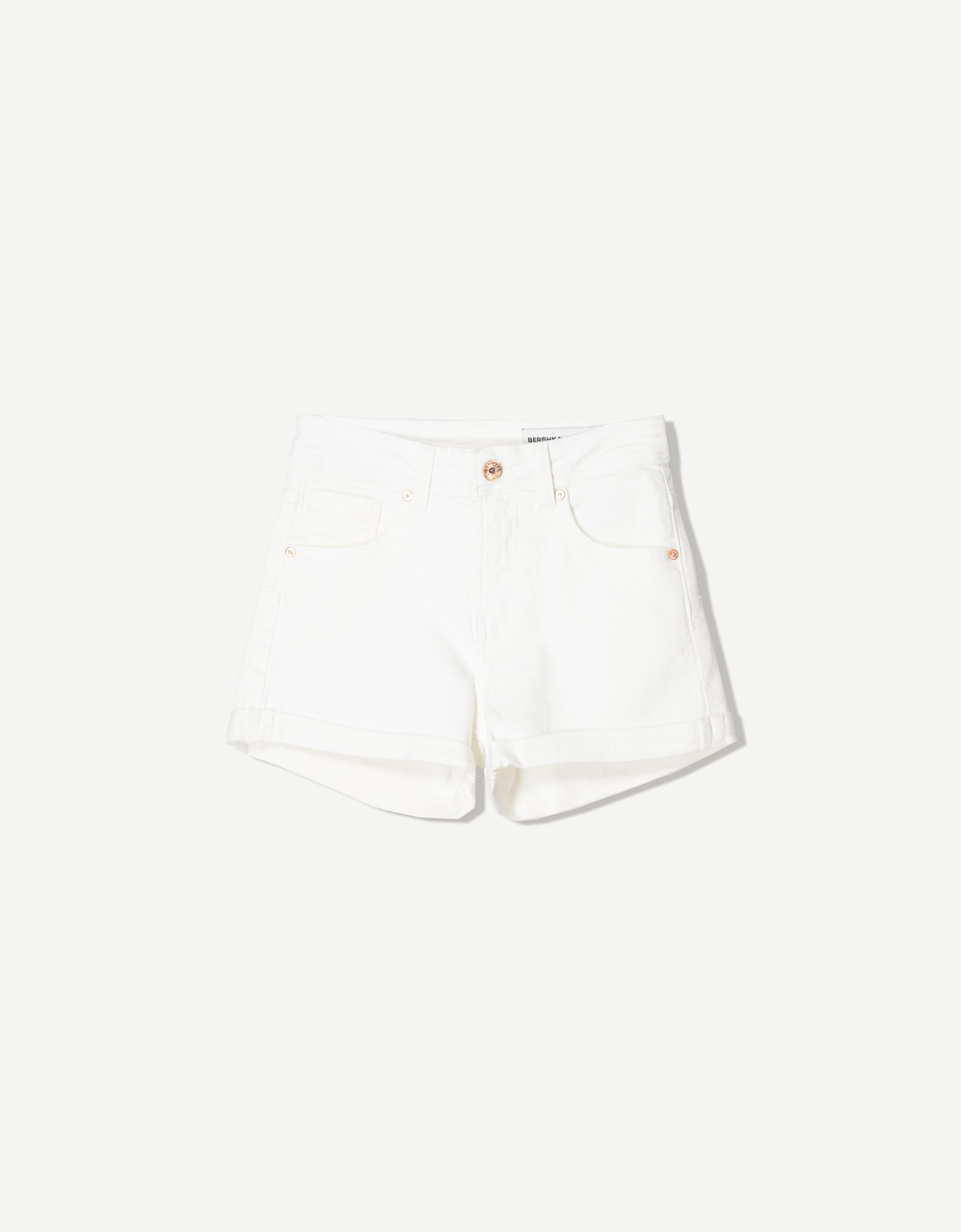 Bershka Jeansshorts Mit Roll-Up Damen 42 Weiss