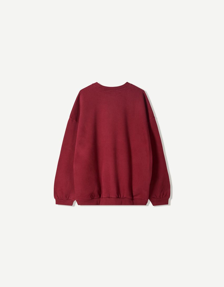 Oversize-Sweatshirt mit Taschen-Bordeaux-4