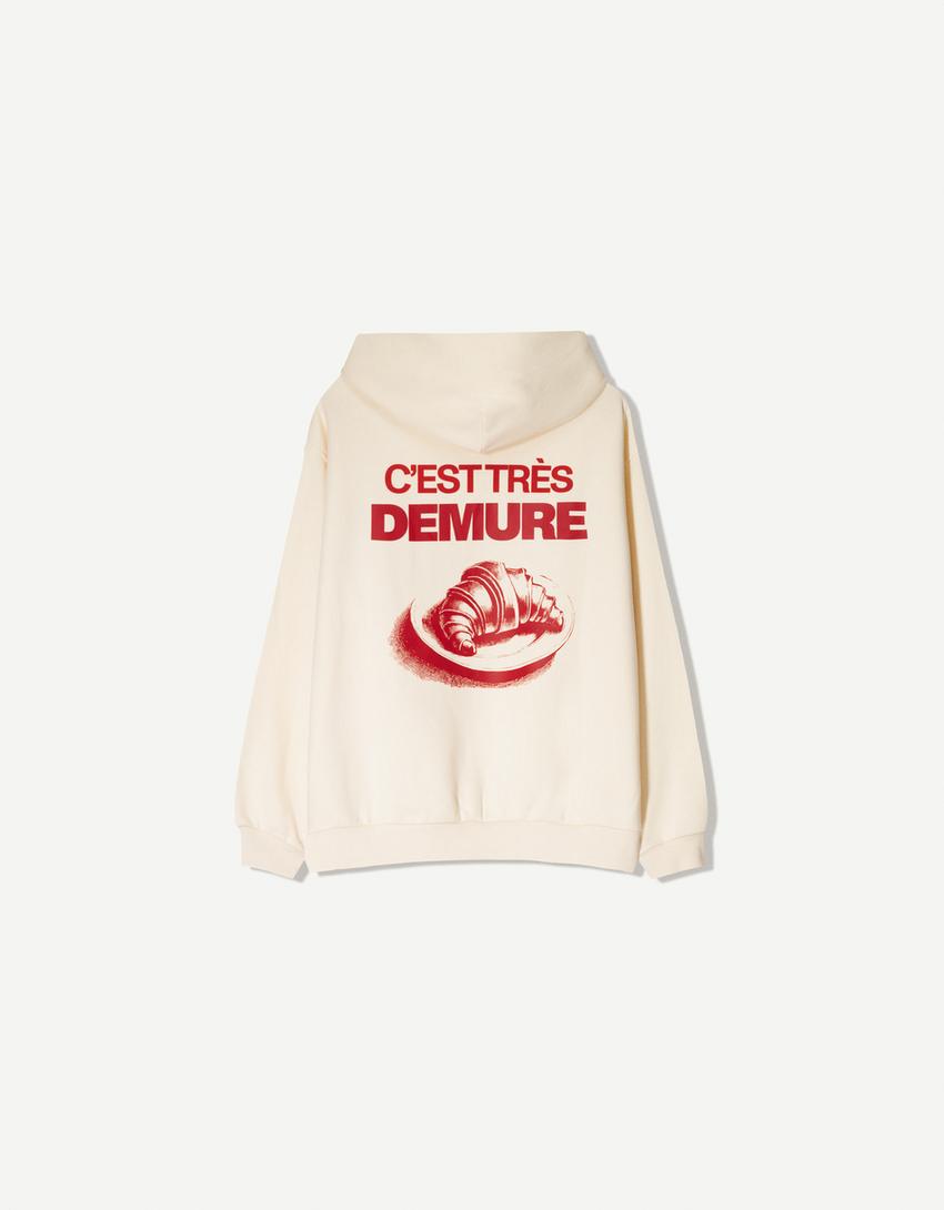 Printed hoodie-Cream-4