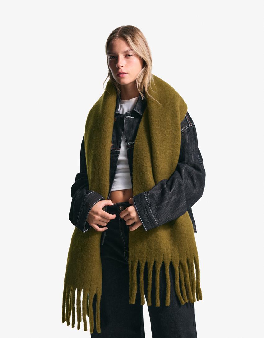 Yksivärinen huivi-Khaki-0