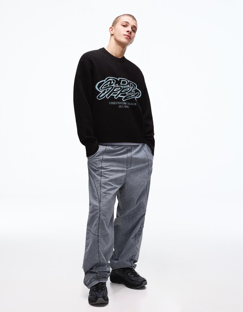 Jacquard print jumper-Black