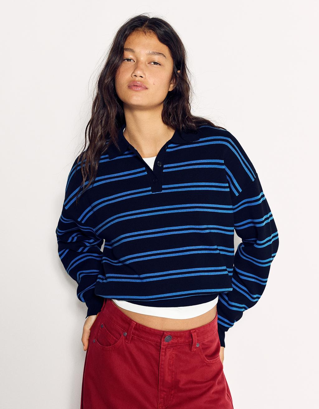Bershka Oversize polo yaxalı sviter