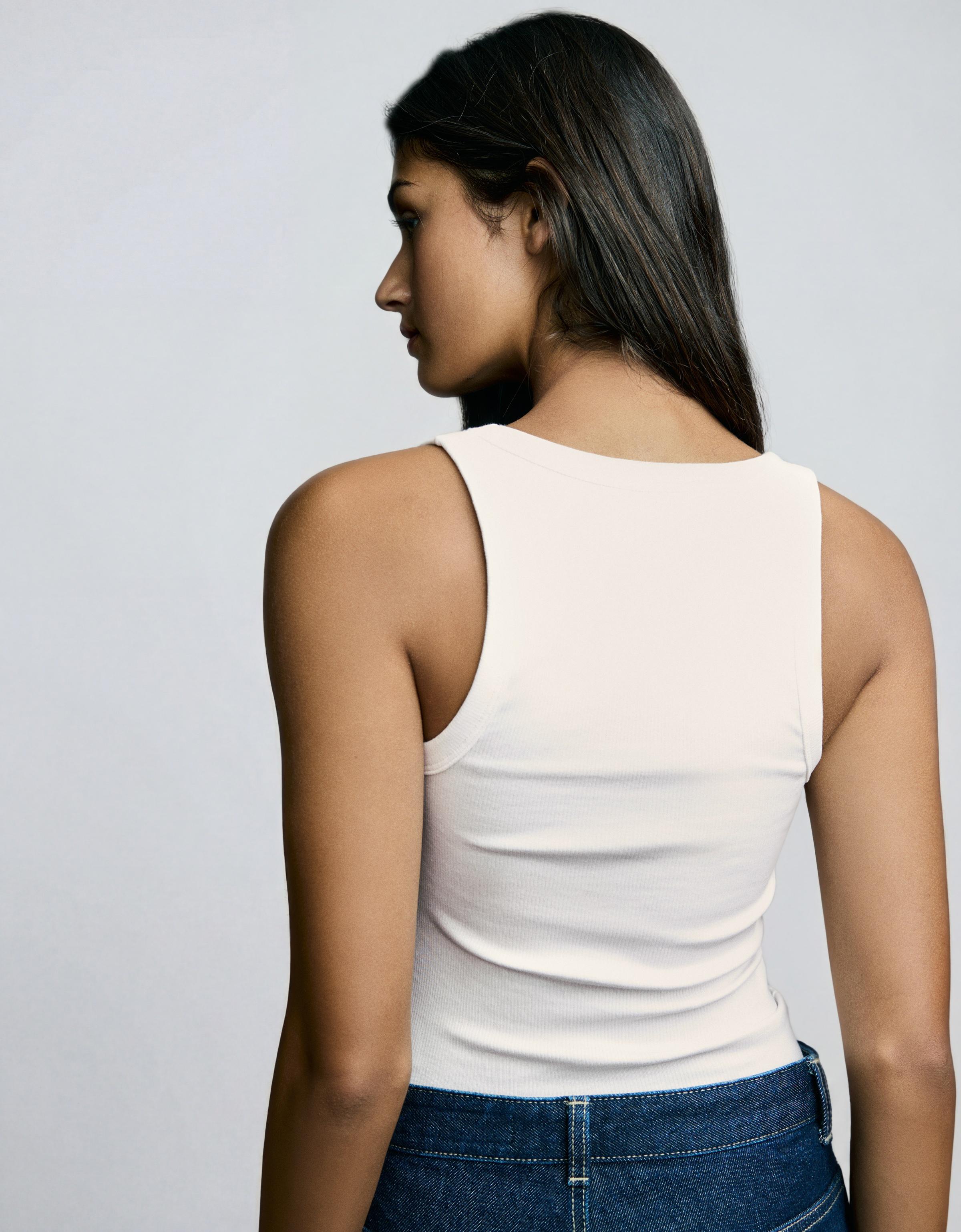 V-neck strappy vest top — Off white