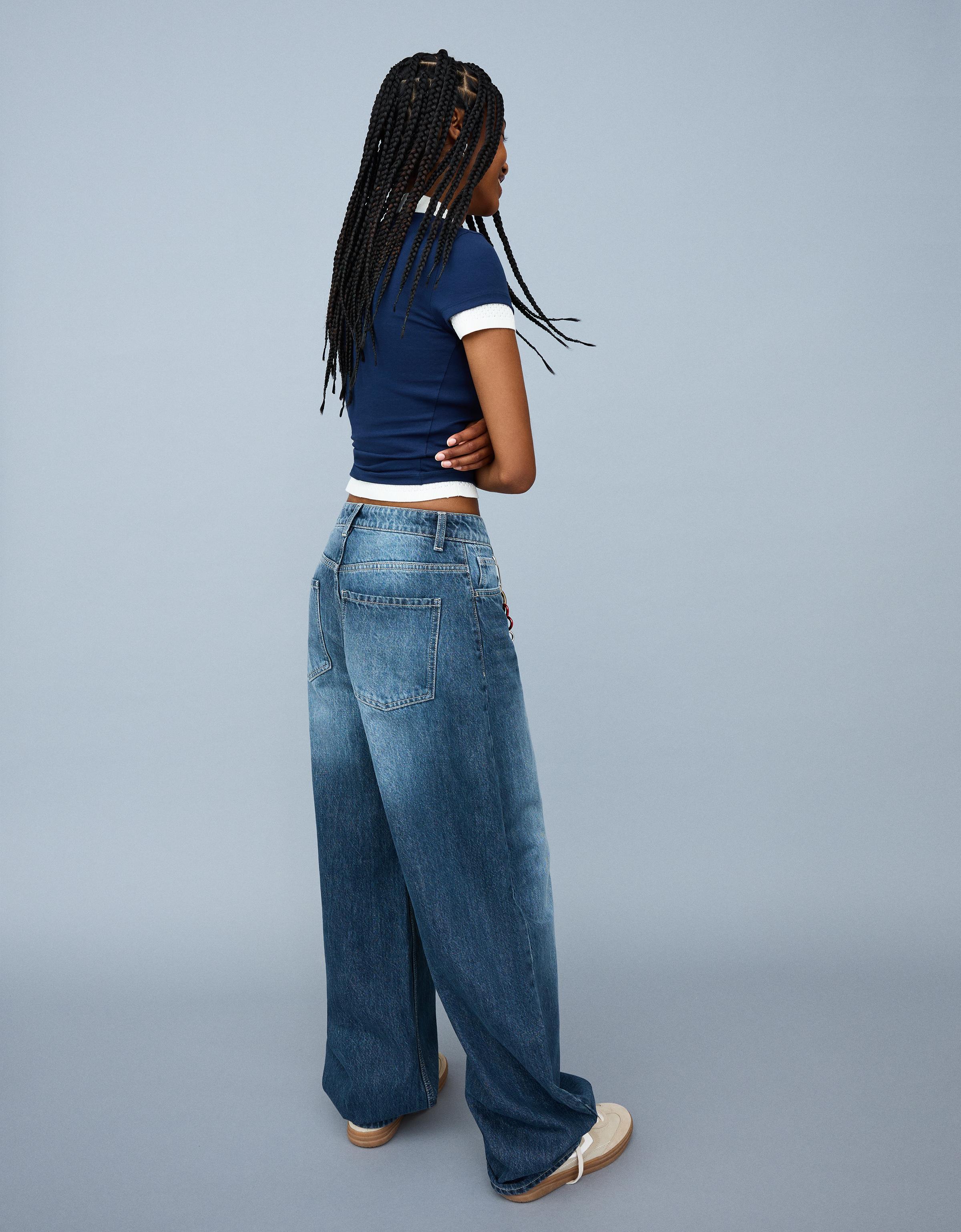 Yüksek bel geniş paça barrel fit jean - Görsel 69