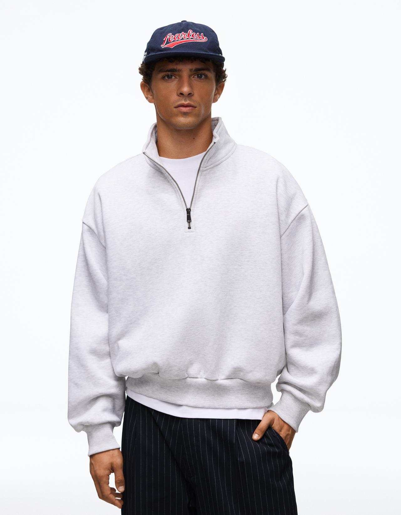 Half-length zip sweatshirt — Grey