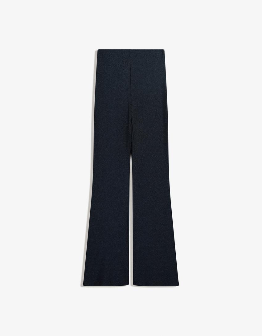Shimmery flared trousers-Navy