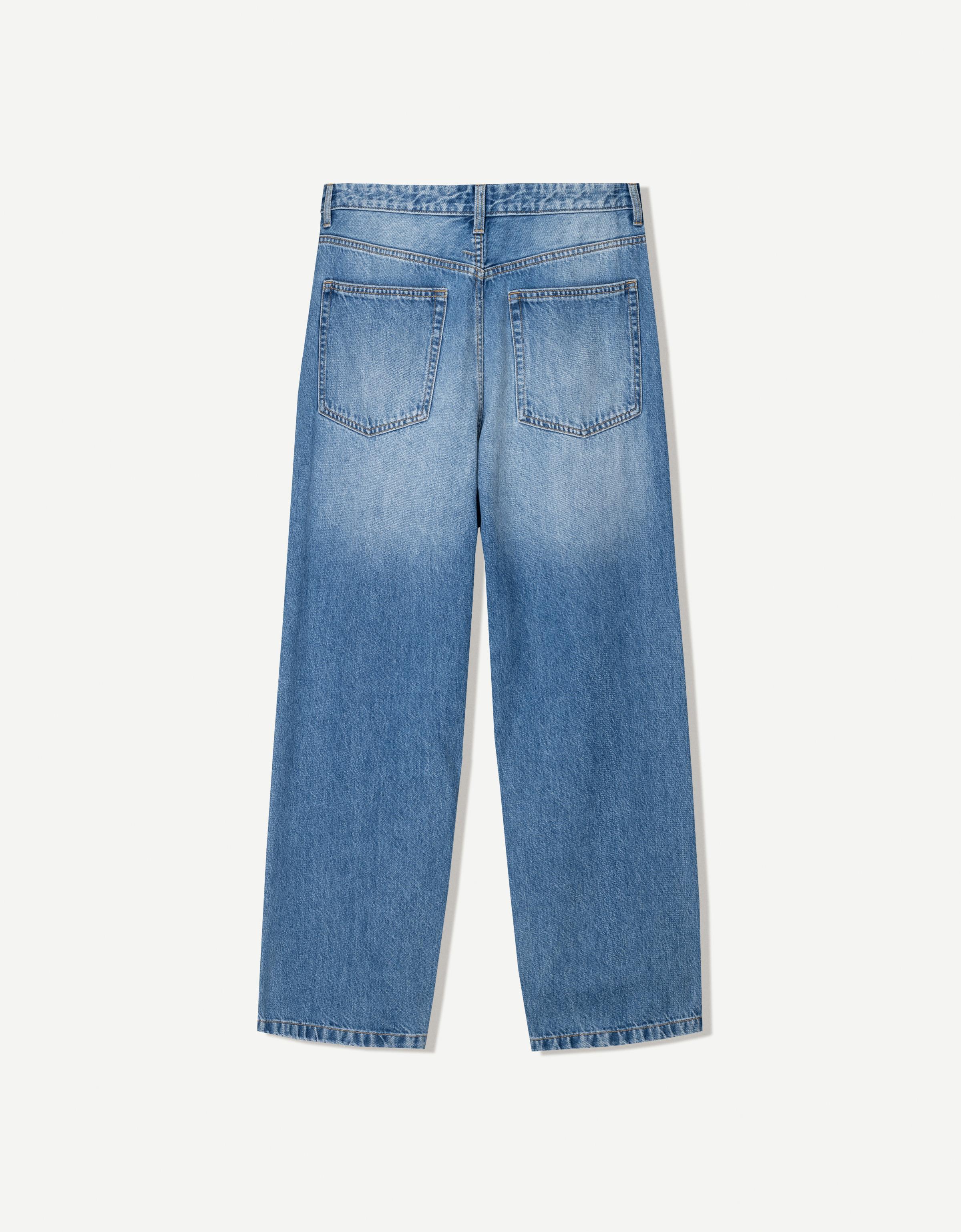 Bershka super baggy fit jean in casted washed blue | ASOS