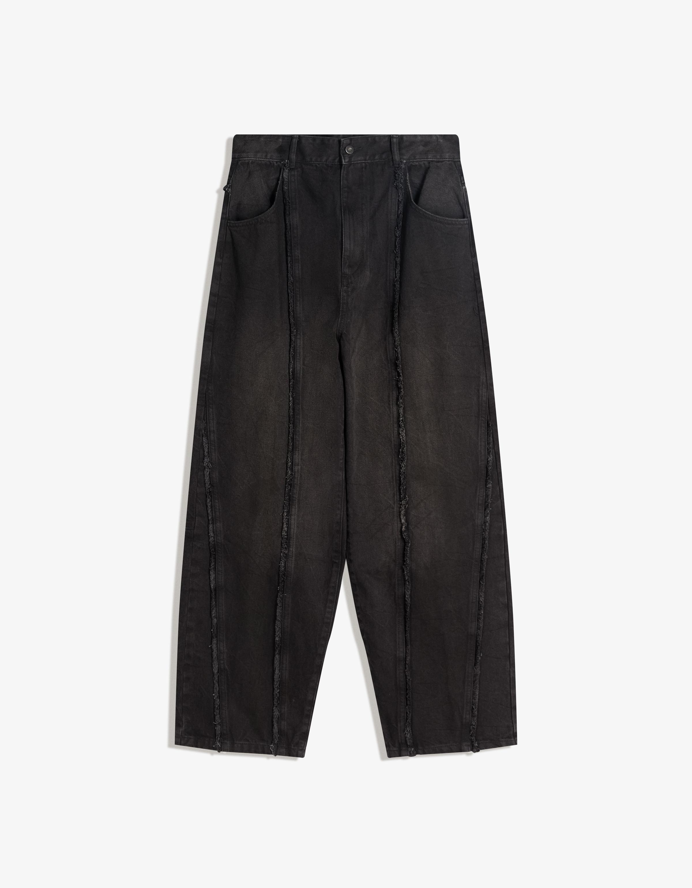 Bershka Super Baggy Hose Mit Fransen Herren 44 Schwarz