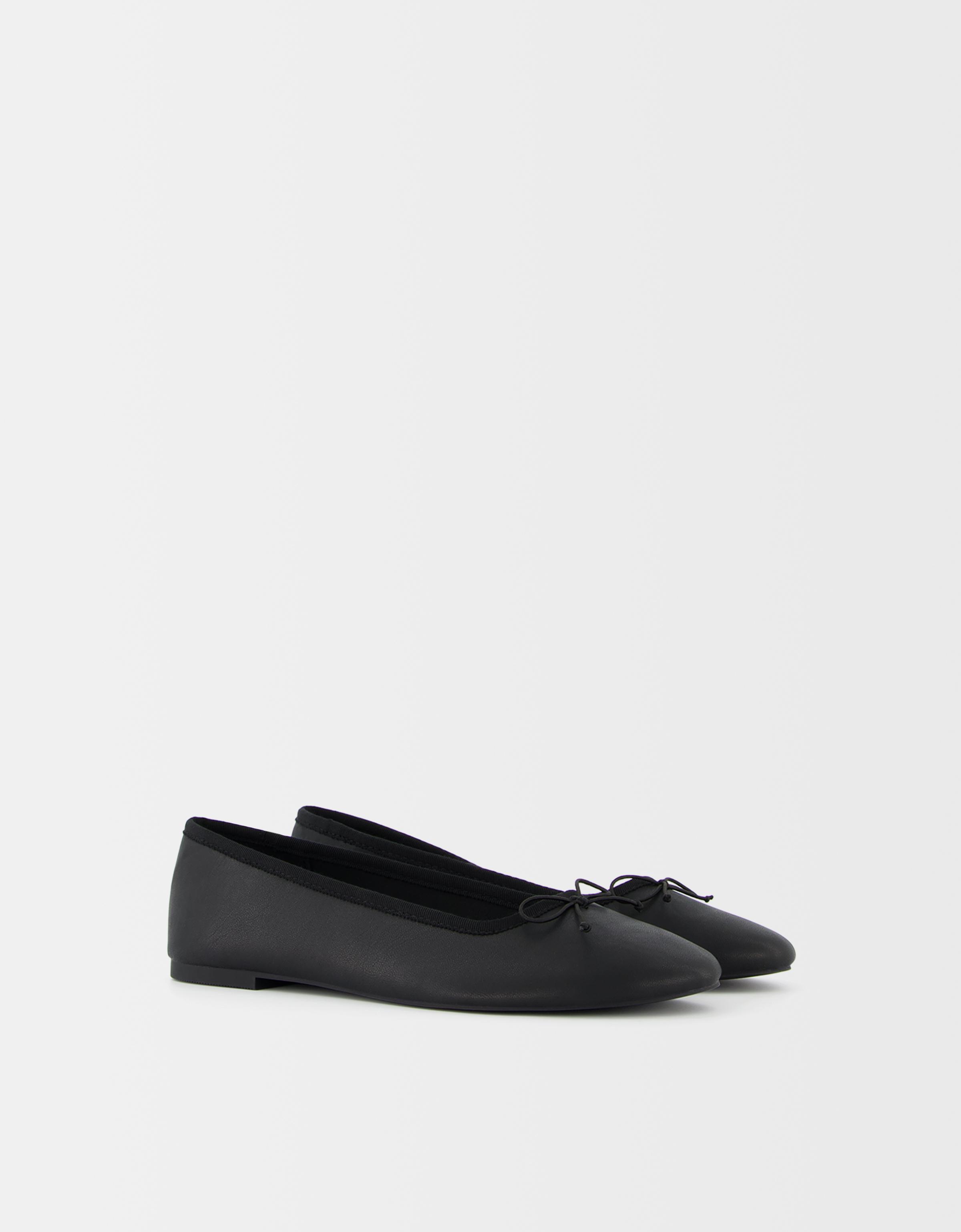 Bershka Ballerina Mit Zierschleife Damen 35 Schwarz