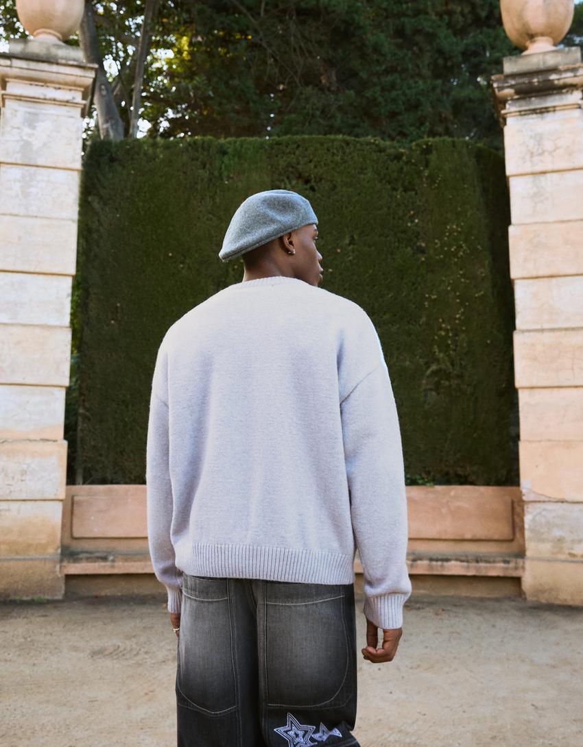 Jersey con patch graffiti-Azzurro