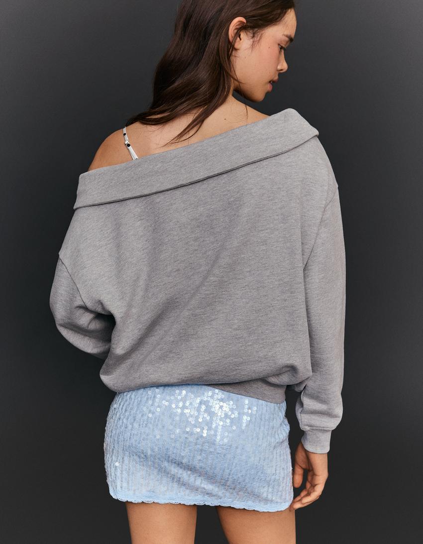 Mini suknja sa šljokicama i čipkom-Svetloplava