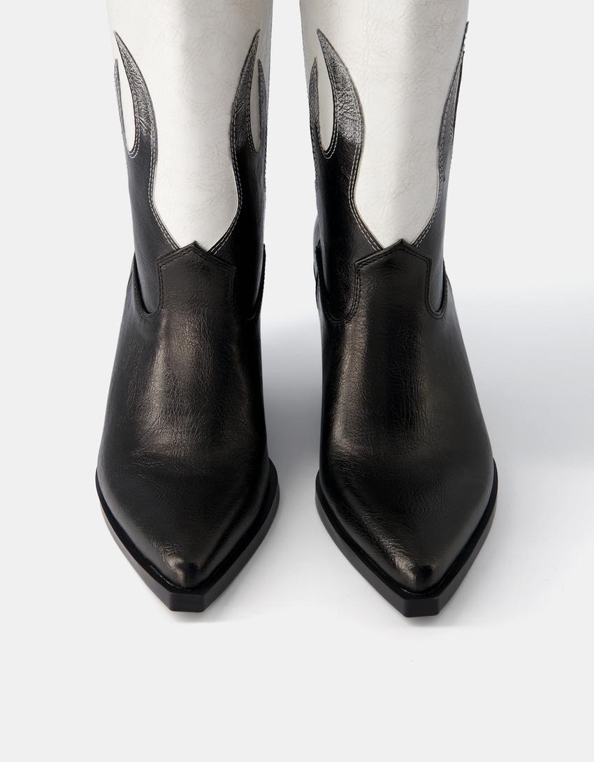 Bottes talon cowboy avec flammes-Multicouleur-4