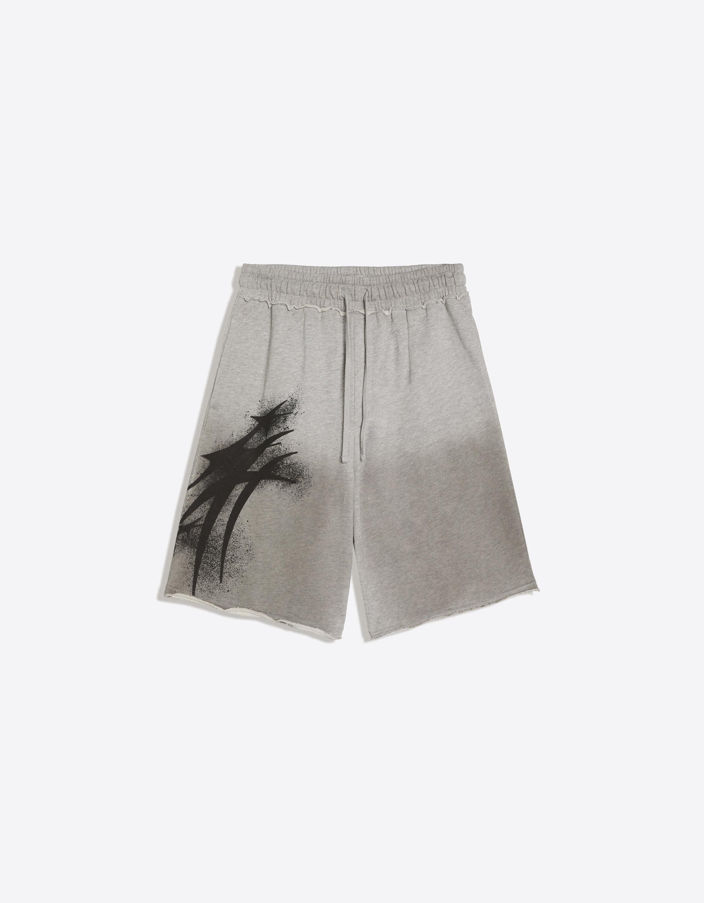 Washed jersey Bermuda shorts with print — Grey