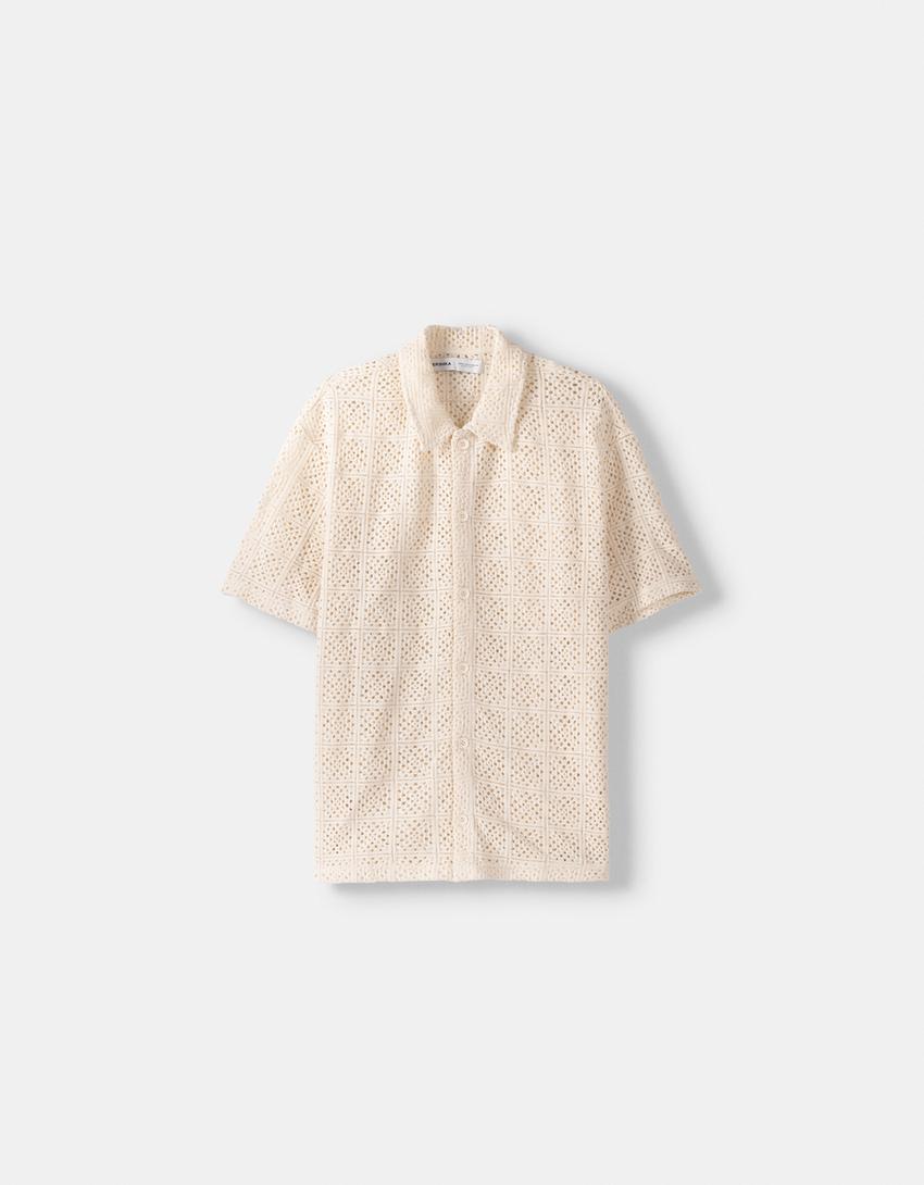 Chemise texturée crochet-Écru-4