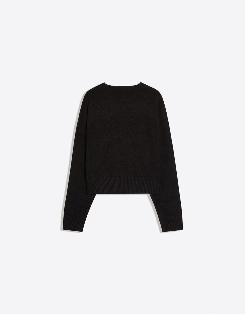 Round neck jumper-Black