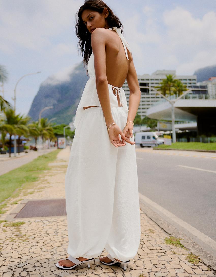 Rustik şalvar pantolon-Kirli beyaz