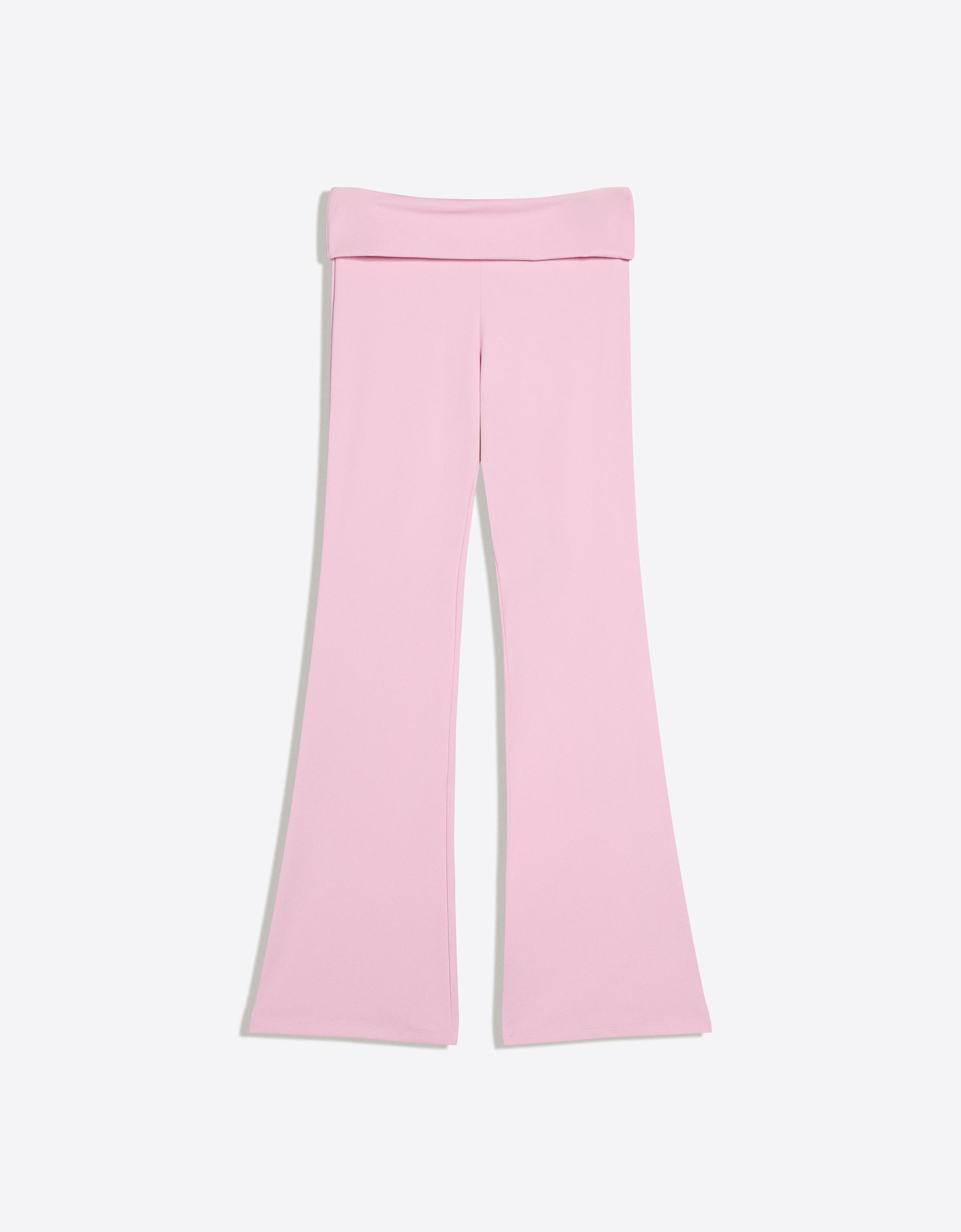 Flared technical trousers with turn-down waist