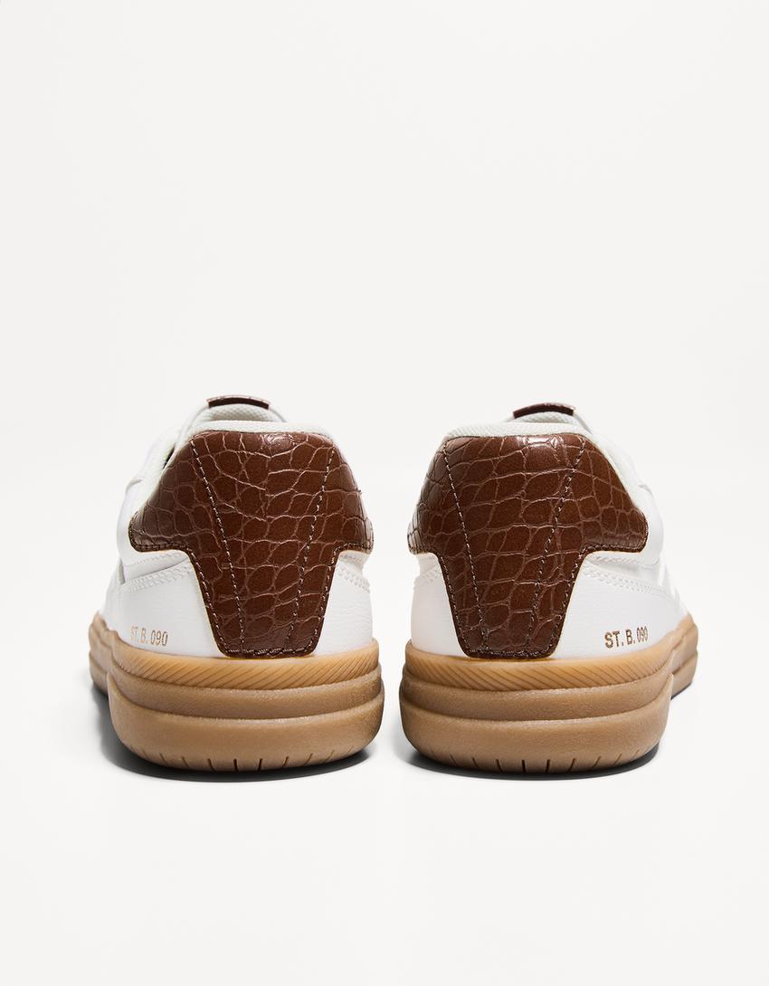 Retro trainers with animal print details-WHITE