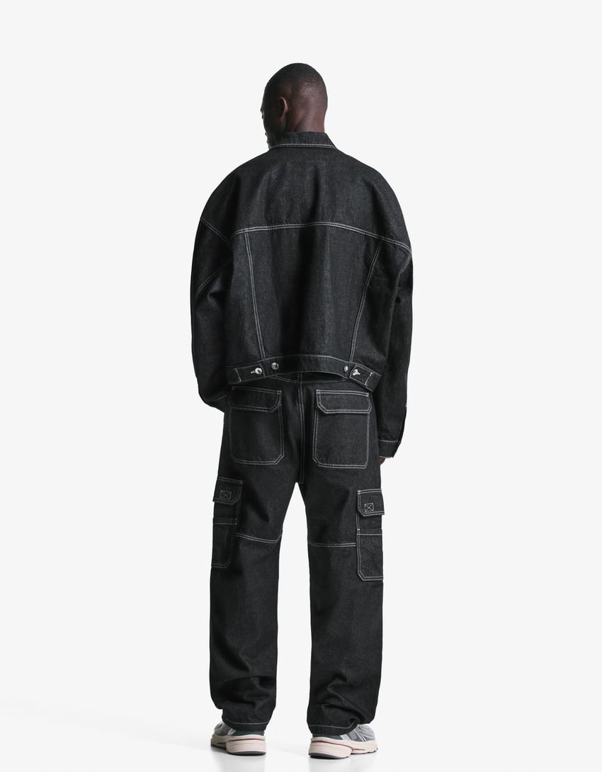 Cazadora denim trucker-Negro-1