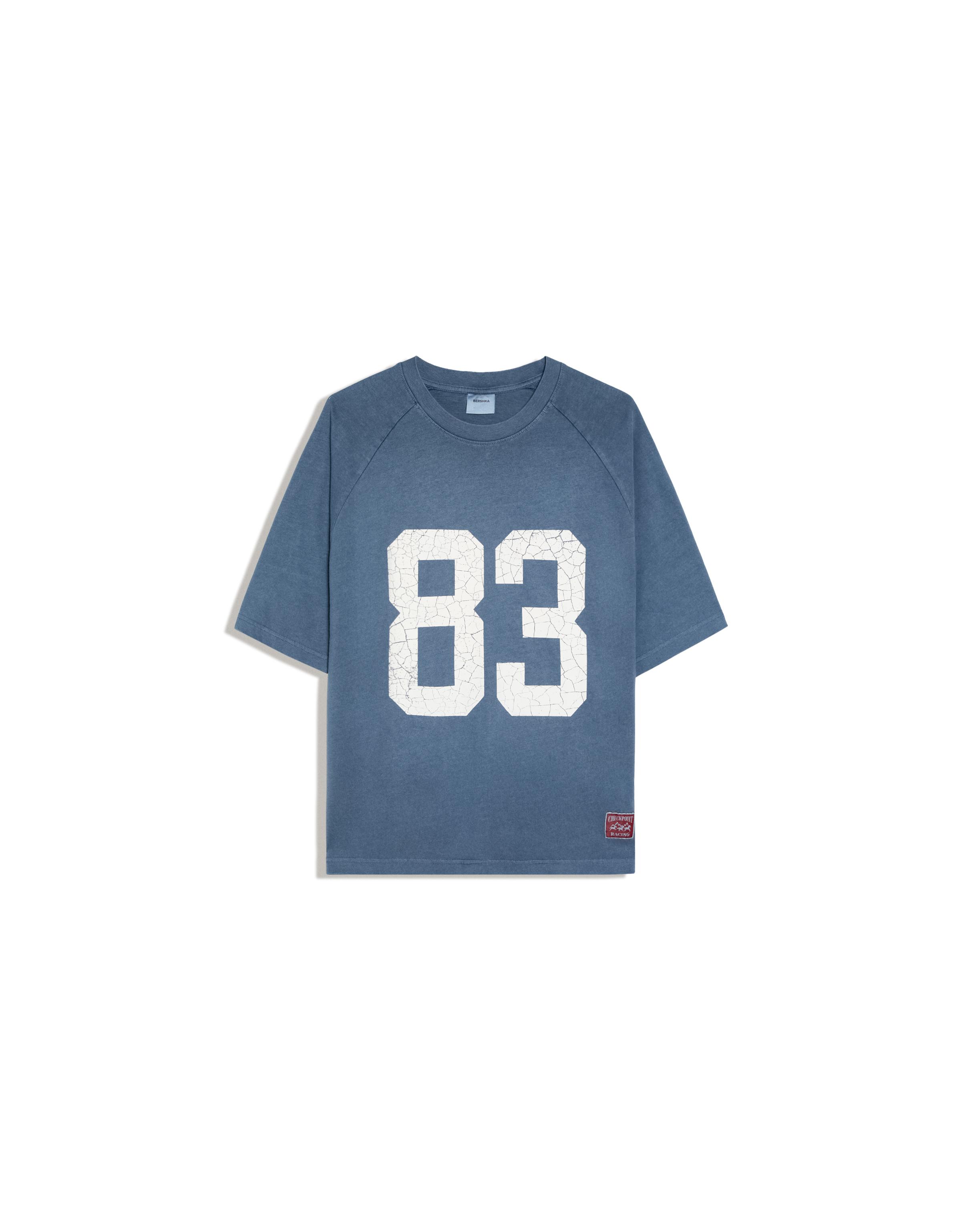 Boxy print T-shirt — Navy