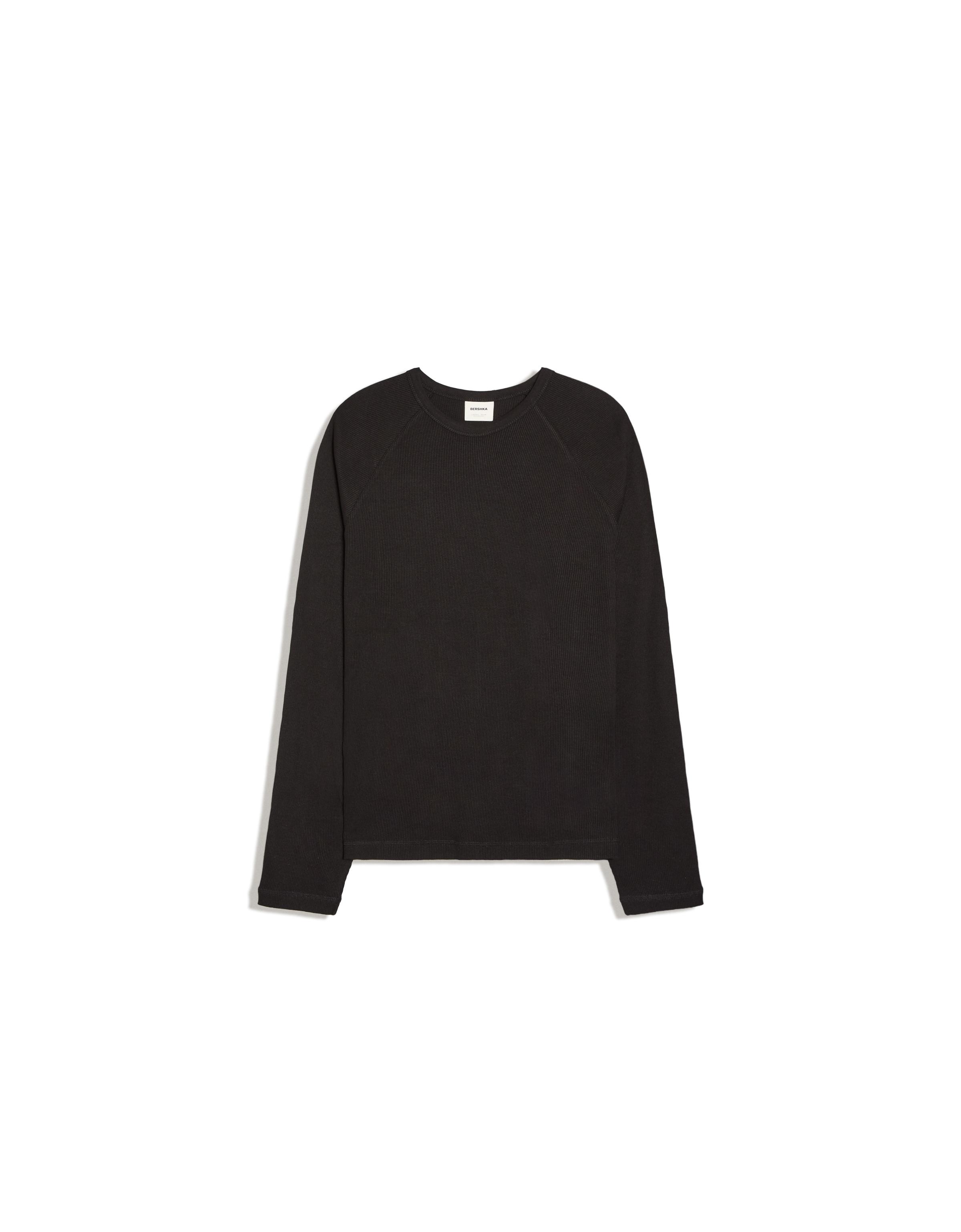 Slim-fit long-sleeved T-shirt — Black