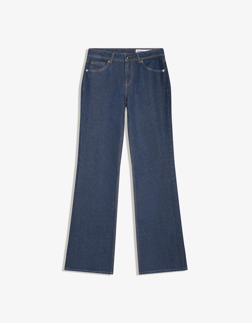 Low-rise boot-cut jeans-Navy