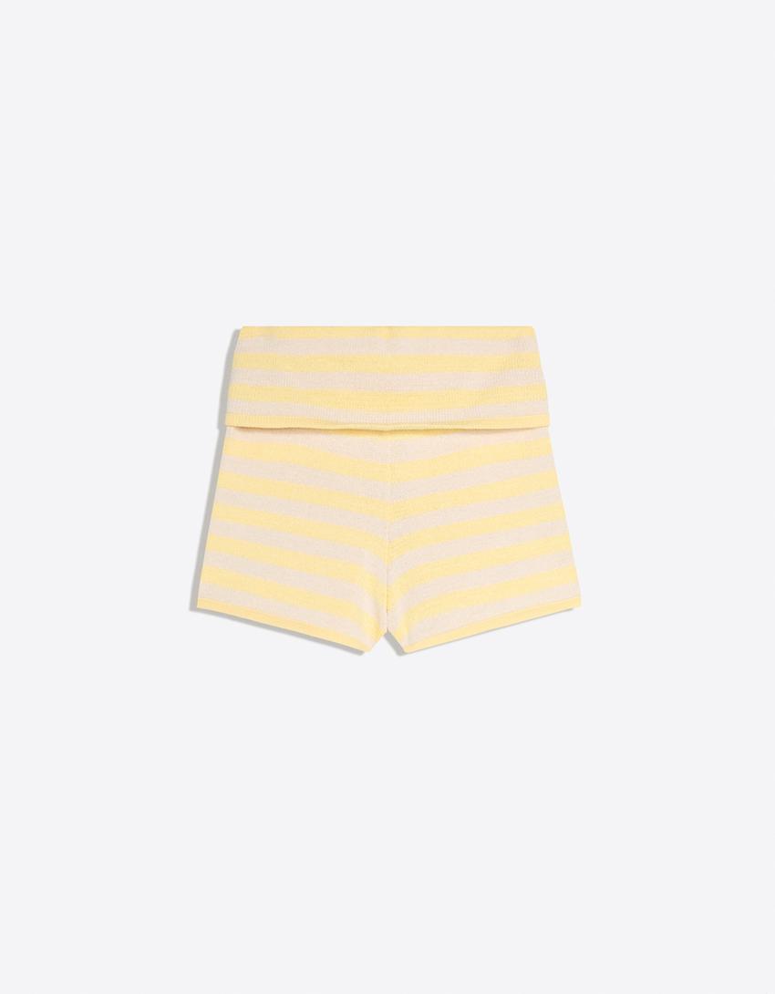Strickshorts mit umgeschlagenem Bund-Gelb