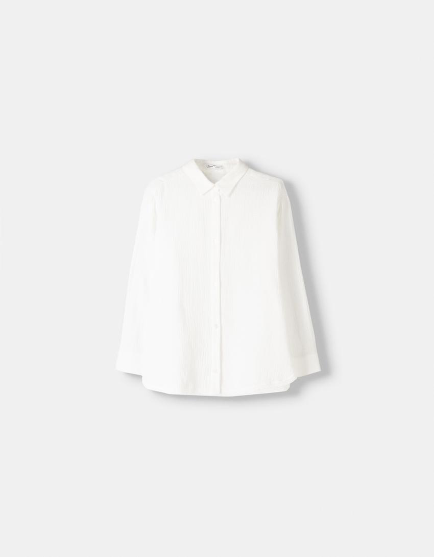 Chiffon shirt and trousers set-White-6
