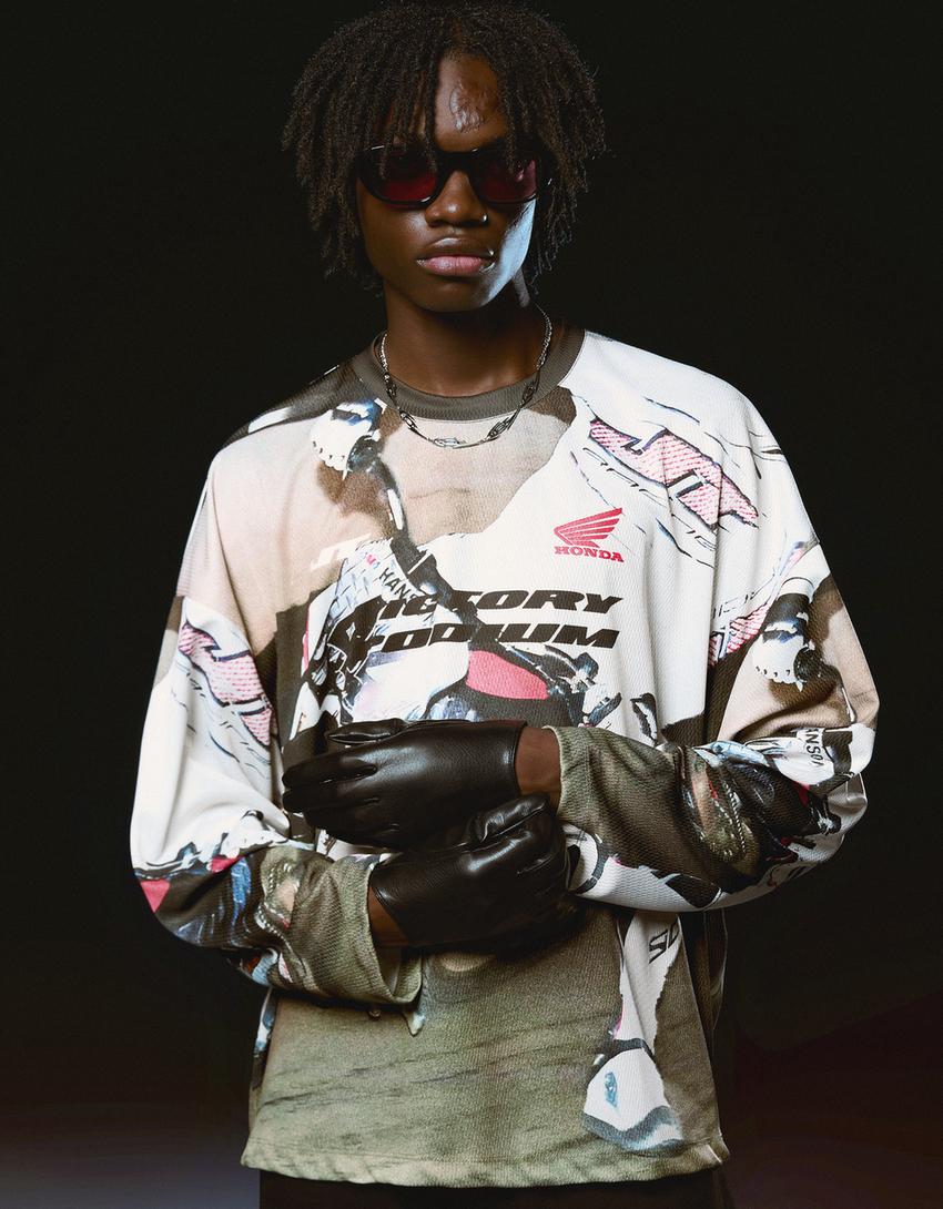 T-shirt JT Racing Honda manga comprida mesh estampado-Multicolor