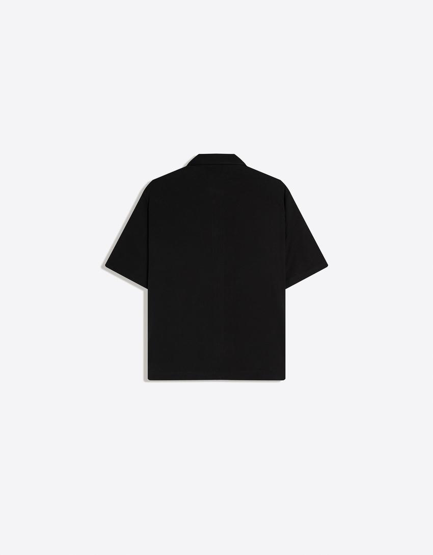 Fluid boxy short sleeve shirt-Black