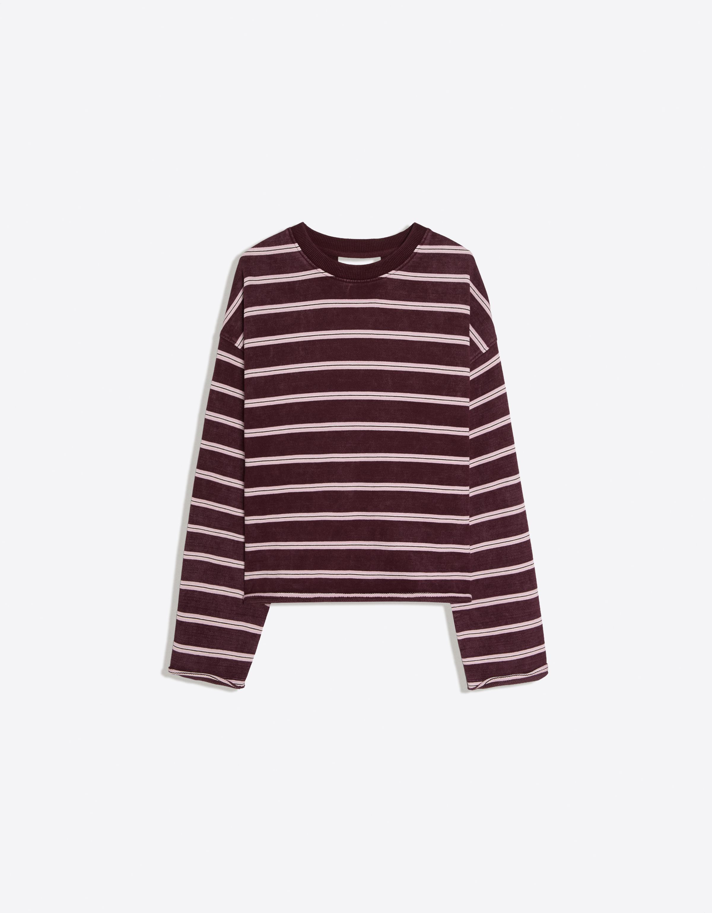 Striped round neck sweatshirt — Burgundy