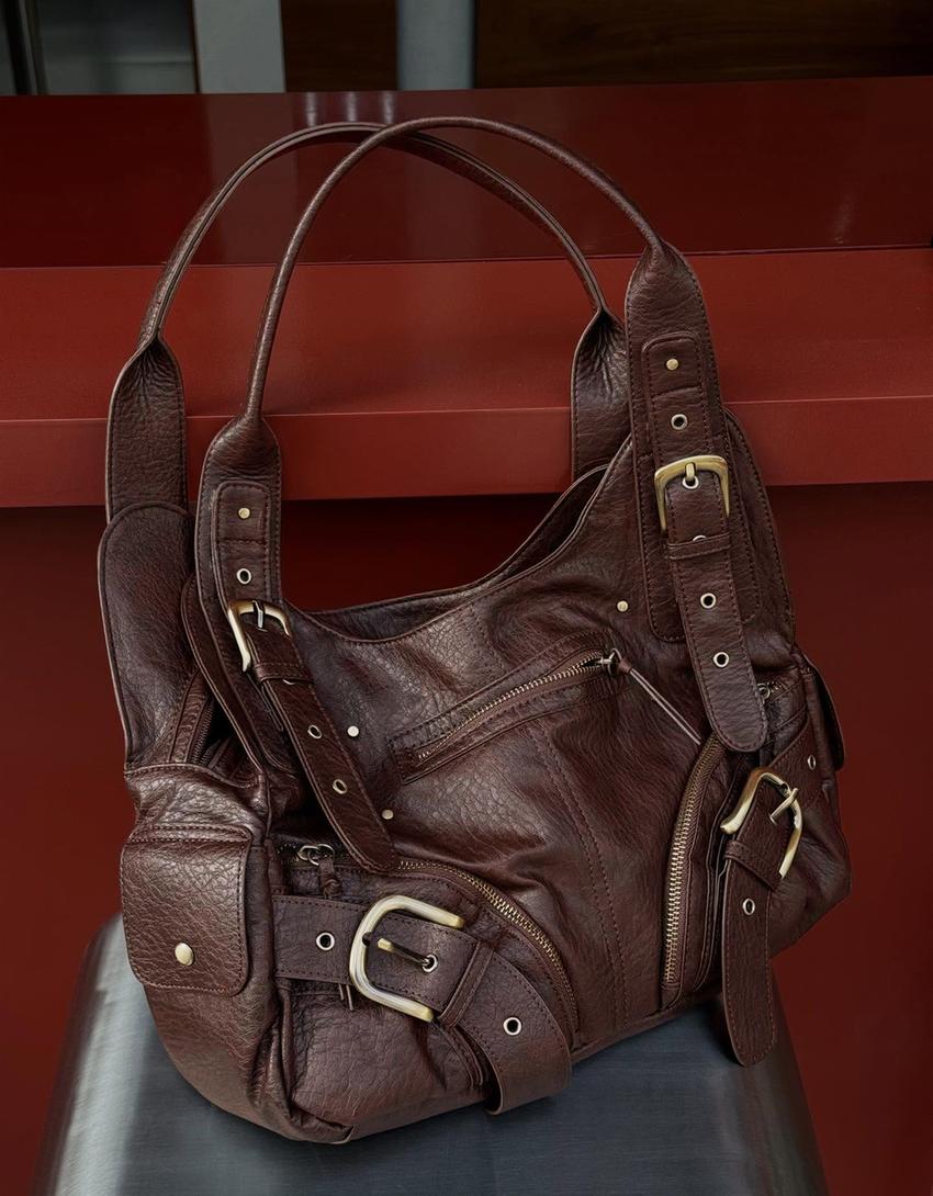 Maxi buckle bag-Brown
