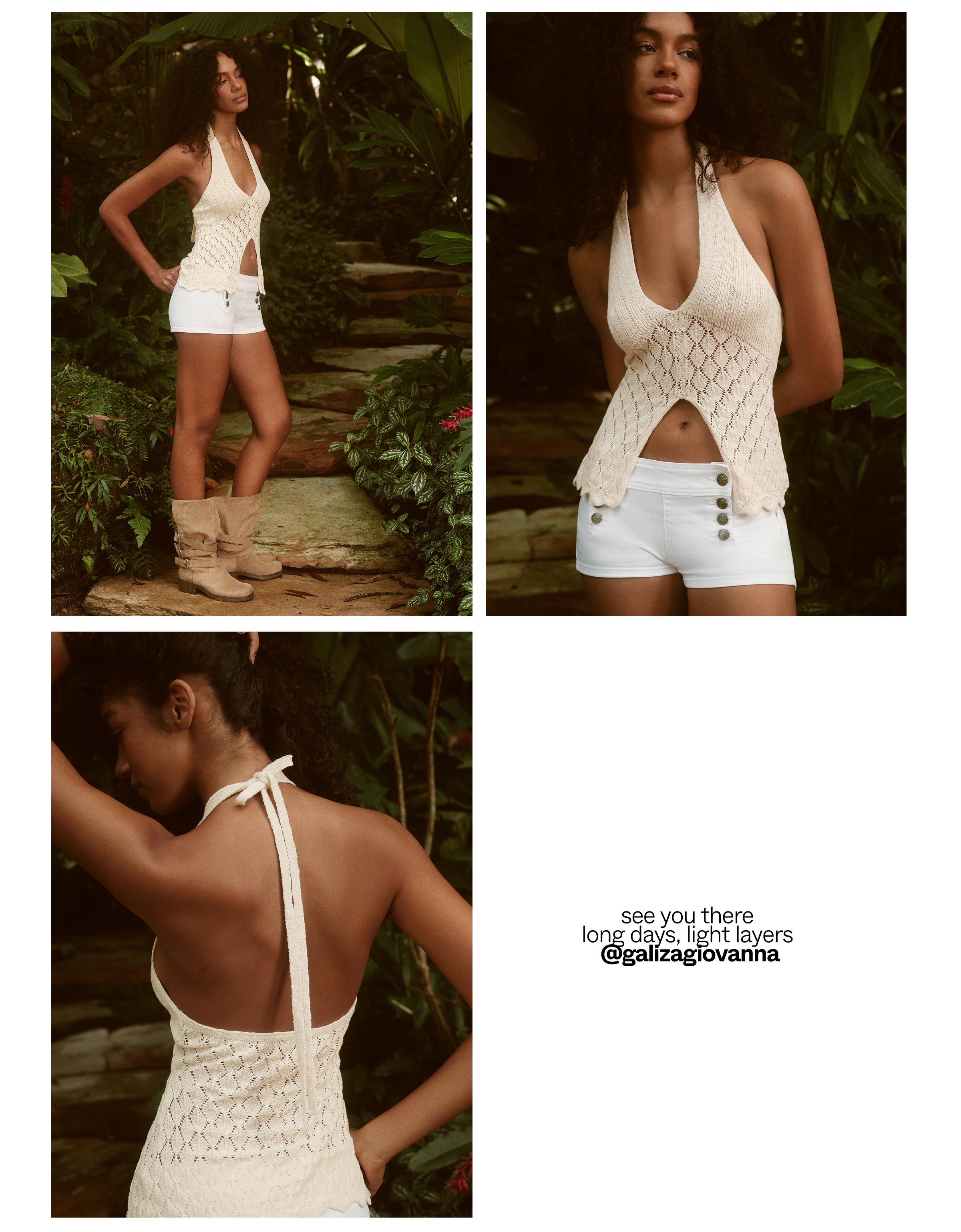 Cutwork halter top — Cream