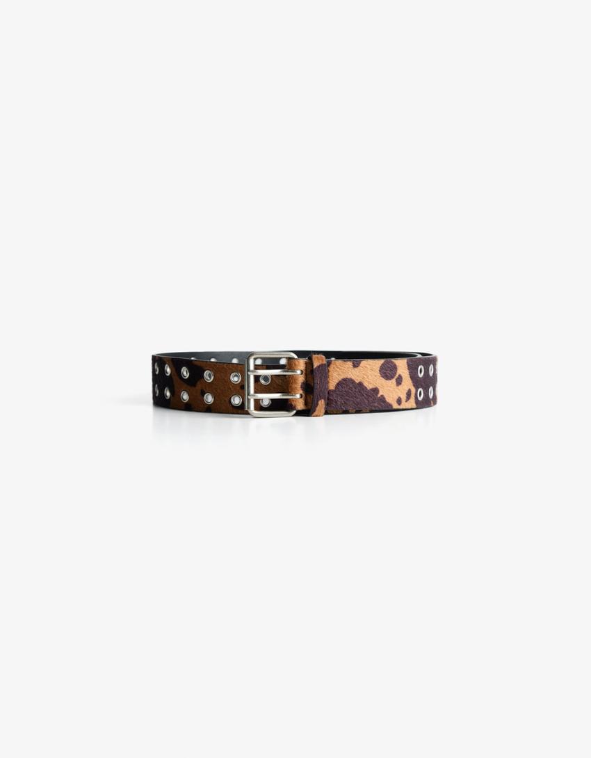 Cinturón animal print-Marrón