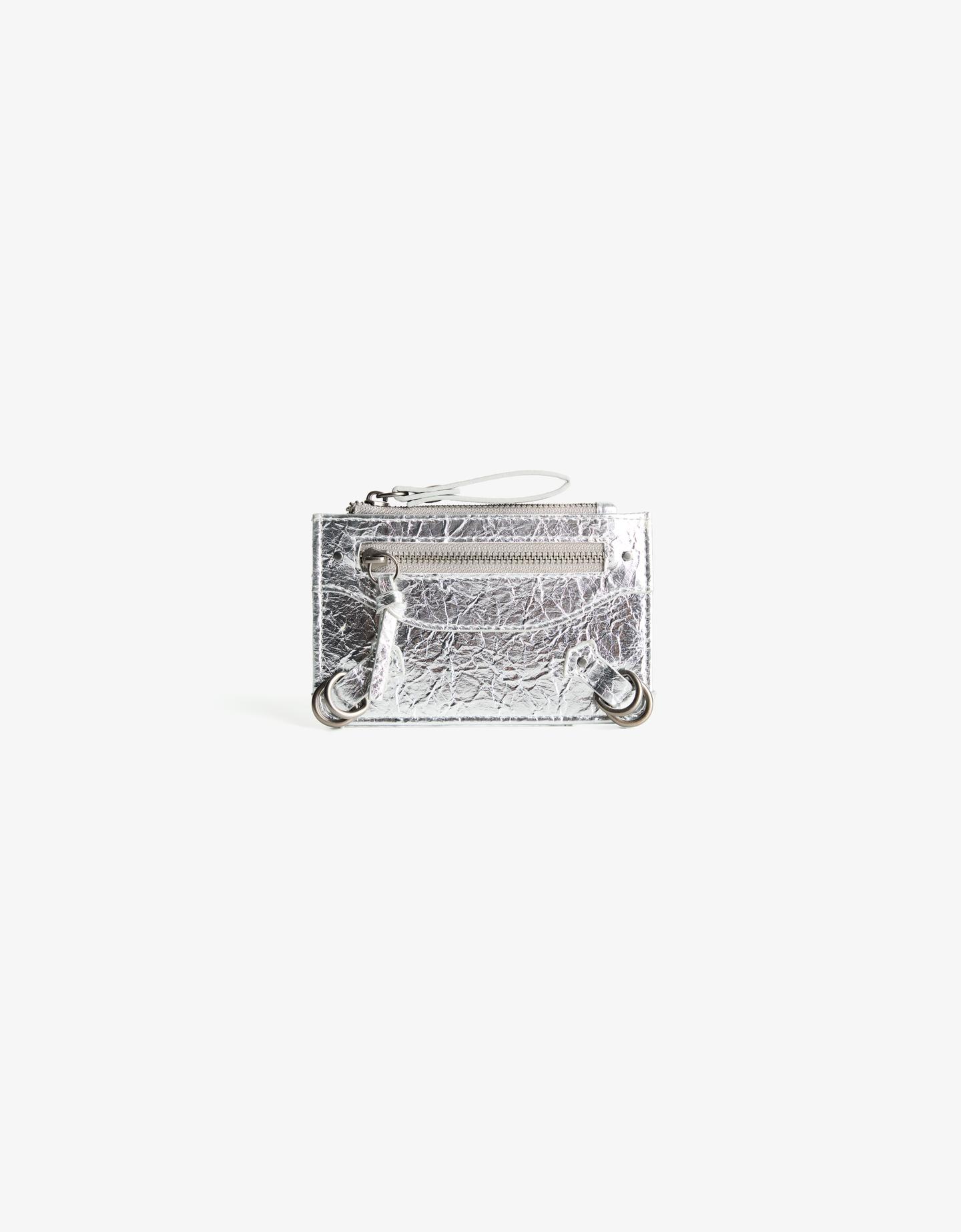 Bershka Tarjetero Efecto Desgastado Mujer Plata
