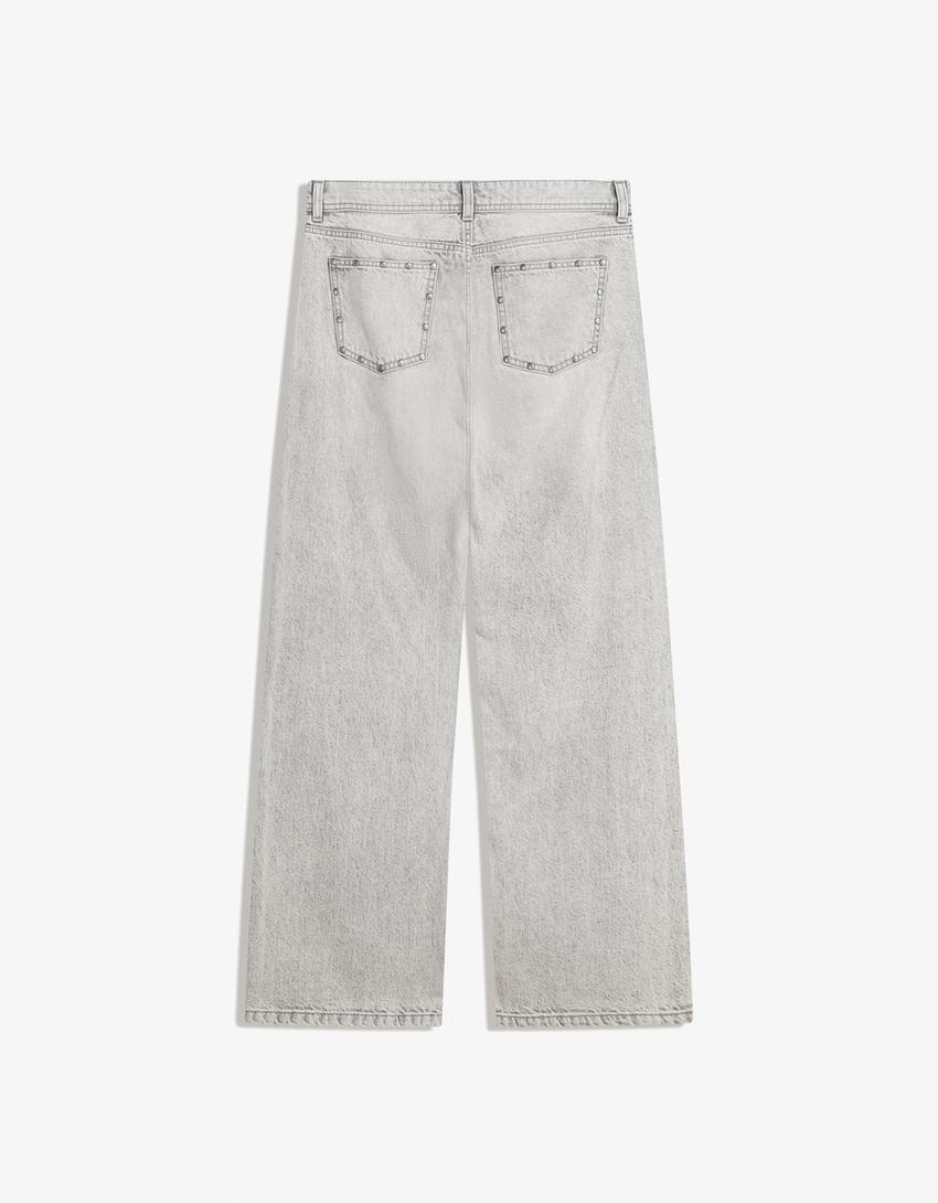 Baggy jeans with stars and studs-Grey