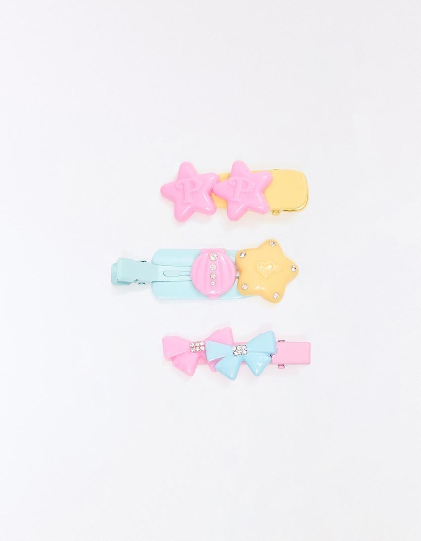 Pack of POLLY POCKET fur clips-Pink