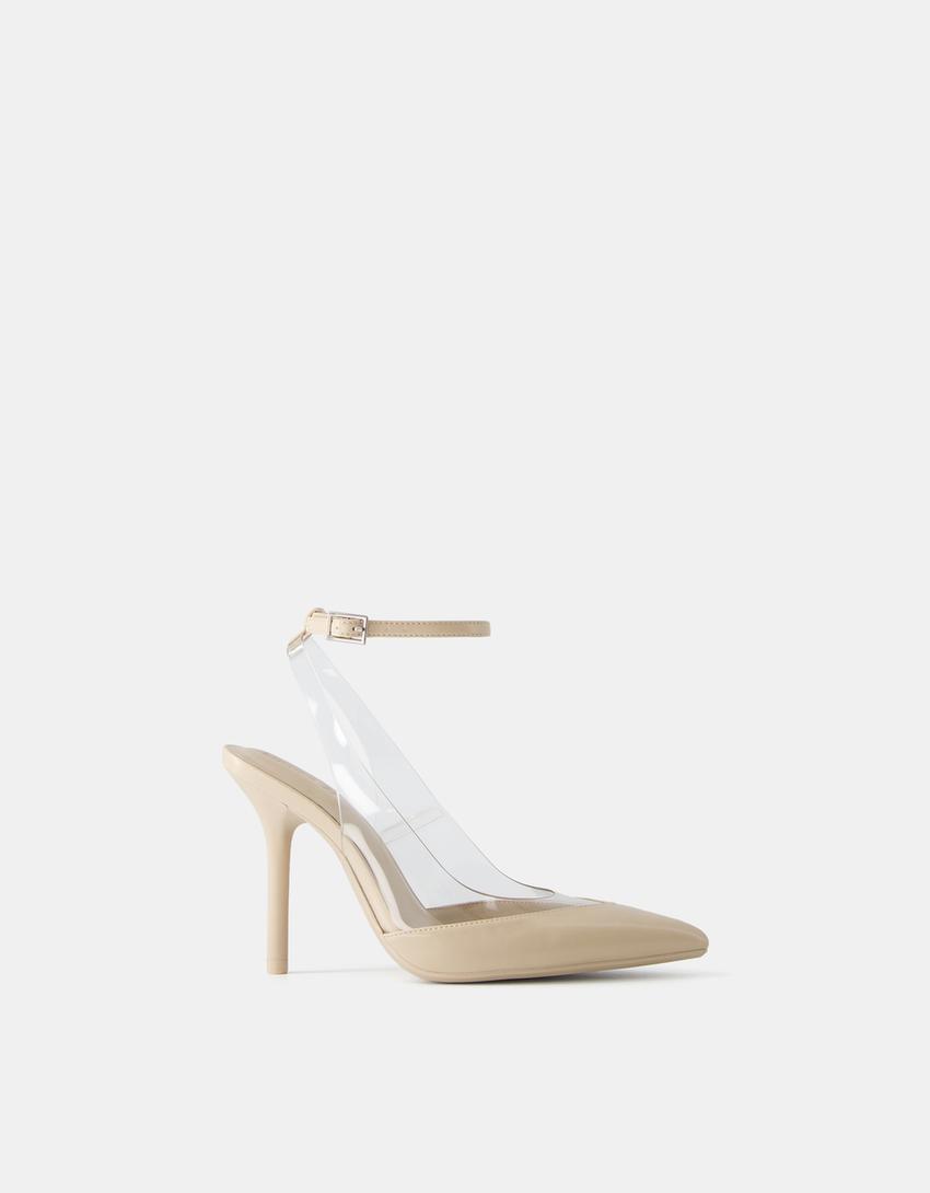 حذاء فينيل بكعبية مكشوفة وبكعب وشريط كاحل-بيج فاتح-6