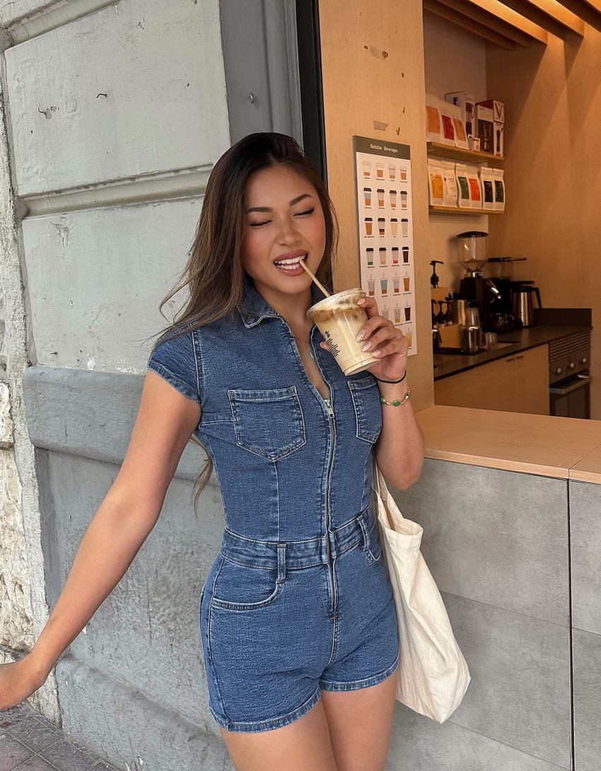 Jeans Salopette Robe Bershka Combishort En Jean Robes Et