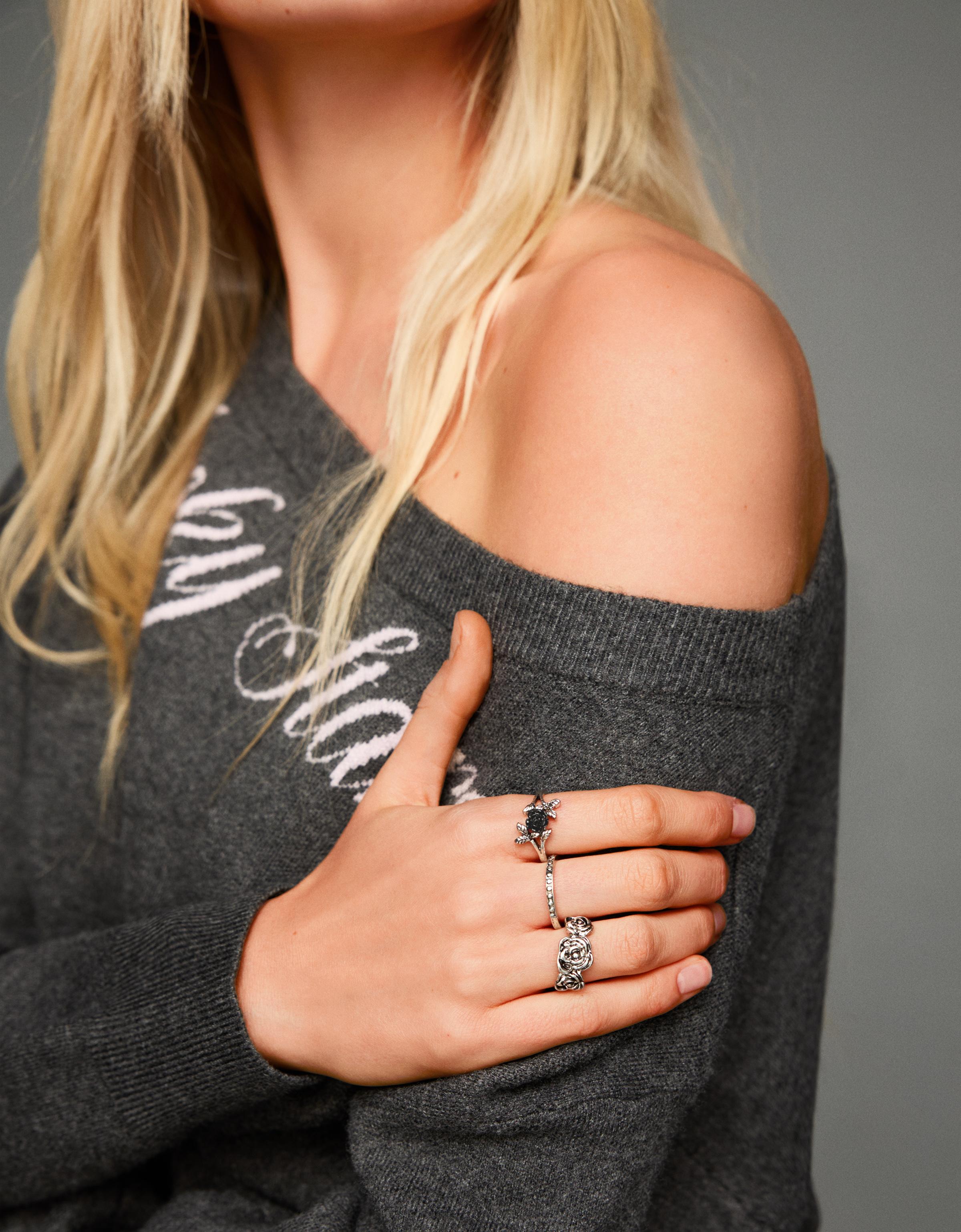 Bershka 6er-Pack Ringe Damen M Silber