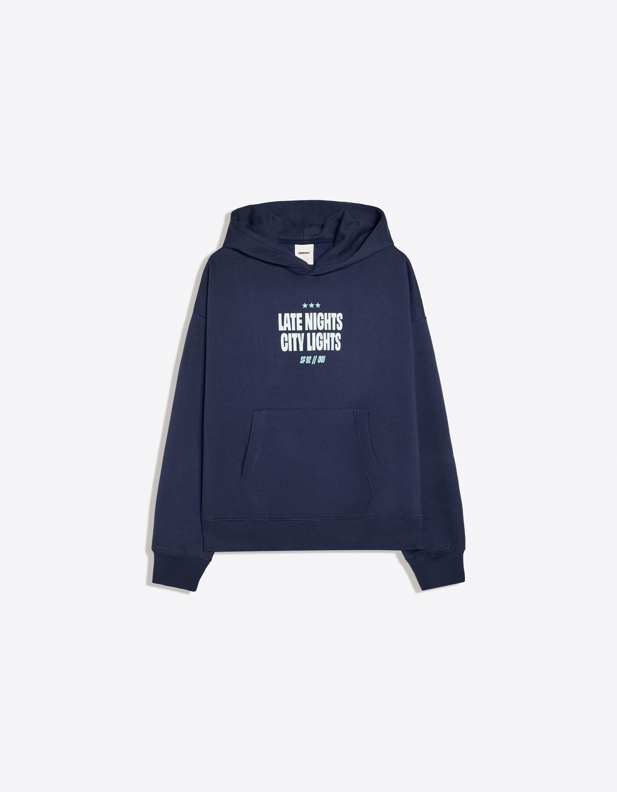 Hooded print sweatshirt — Navy