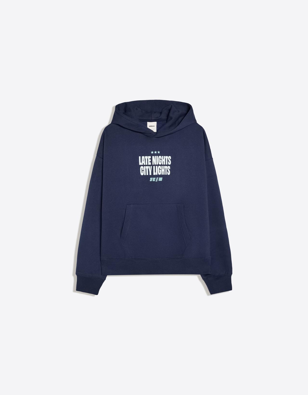 Hooded print sweatshirt — Navy