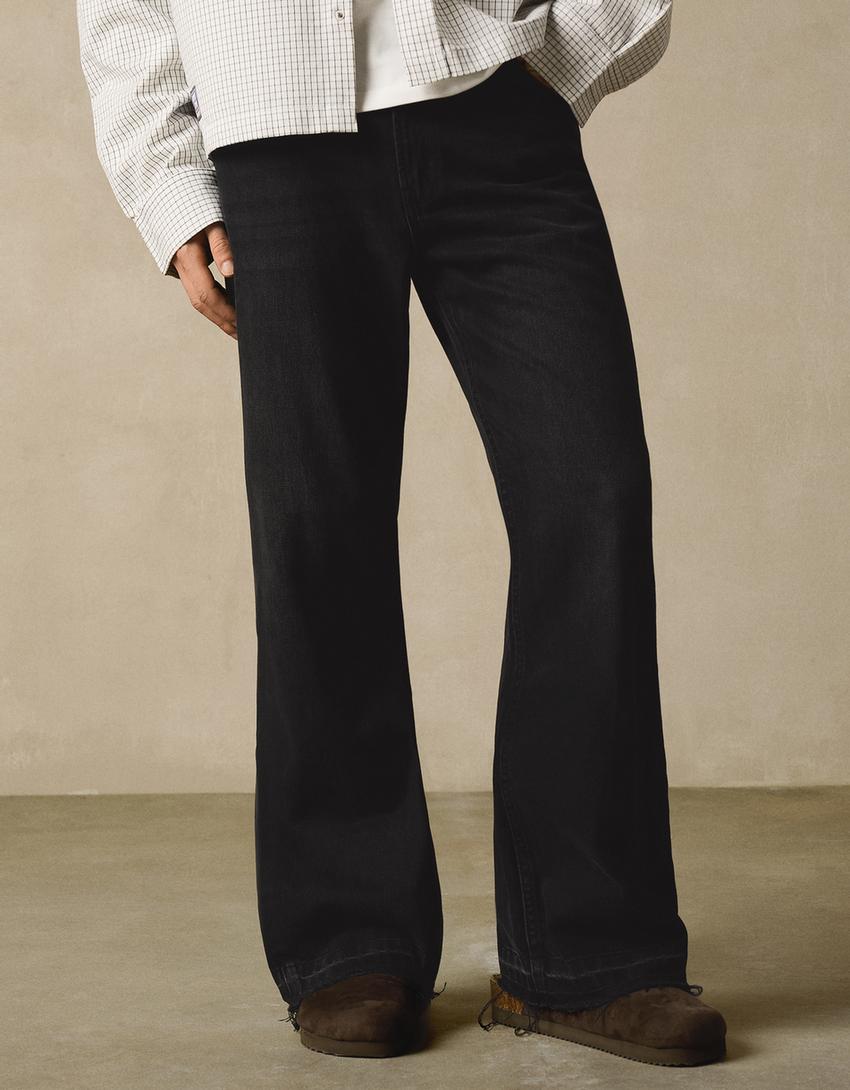 Jeans flare straight fit-Nero